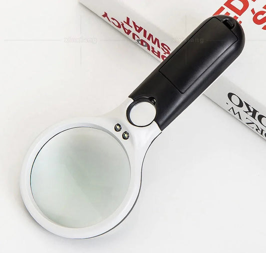LED Handheld Magnifying Glass Mirror with Light
