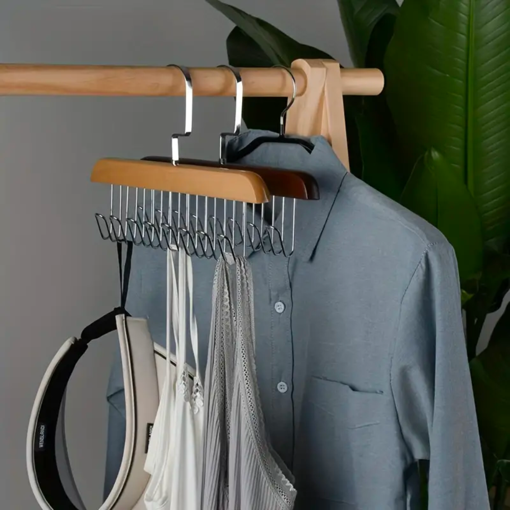 8 Hook Multifunctional Wood Hanger