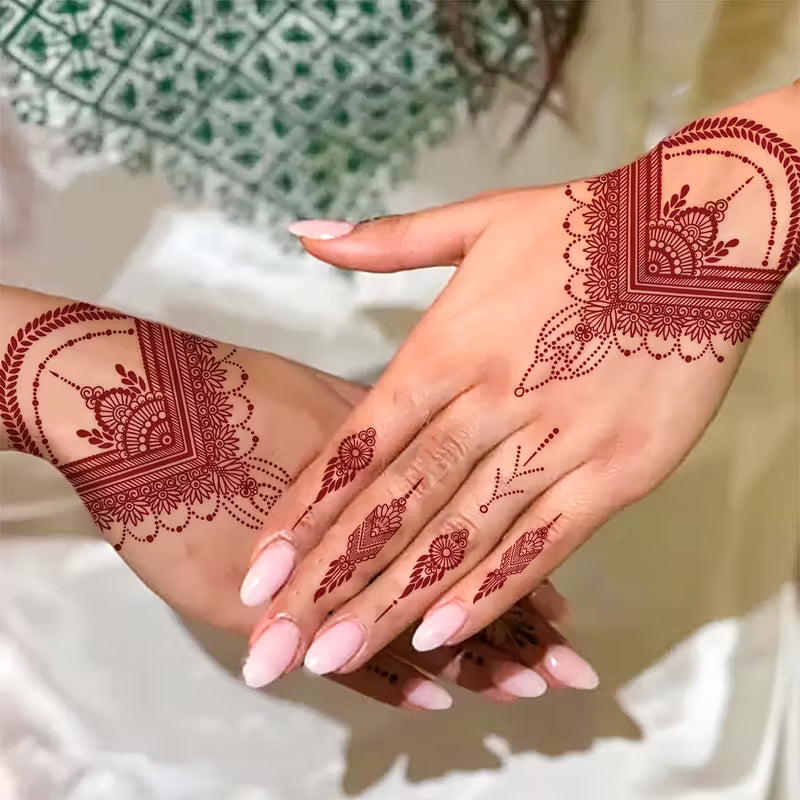 Mehndi Tattoo Stickers Pack of 5 with different design