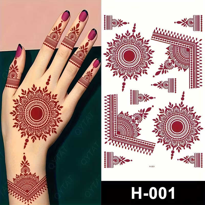 Mehndi Tattoo Stickers Pack of 5 with different design