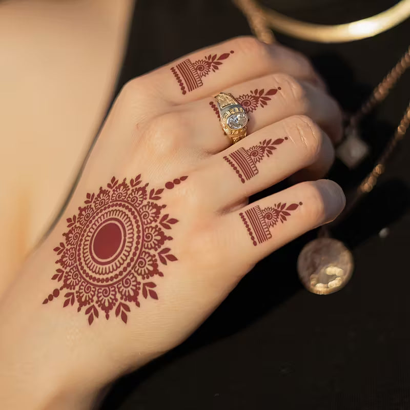 Mehndi Tattoo Stickers Pack of 5 with different design