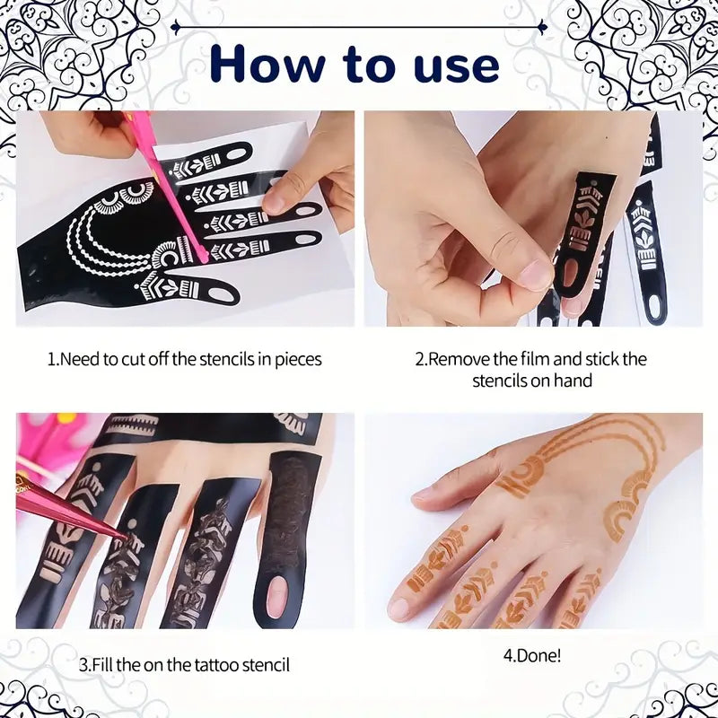 Mehndi Tattoo Stickers Pack of 5