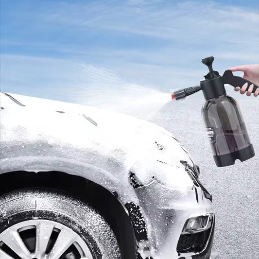 2L Air Pressure Hand Pump Foam Car Wash Sprayer Bottle (Transparent)