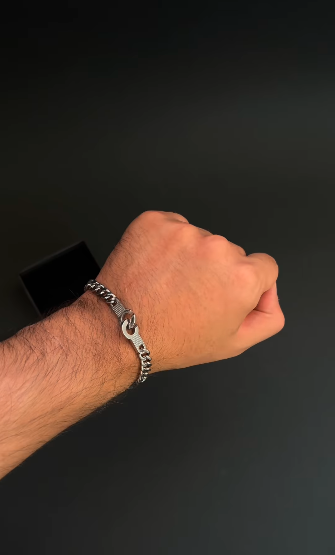 Mens Stainless Steel Handcuff Chain