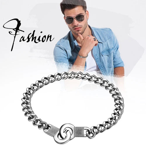 Mens Stainless Steel Handcuff Chain