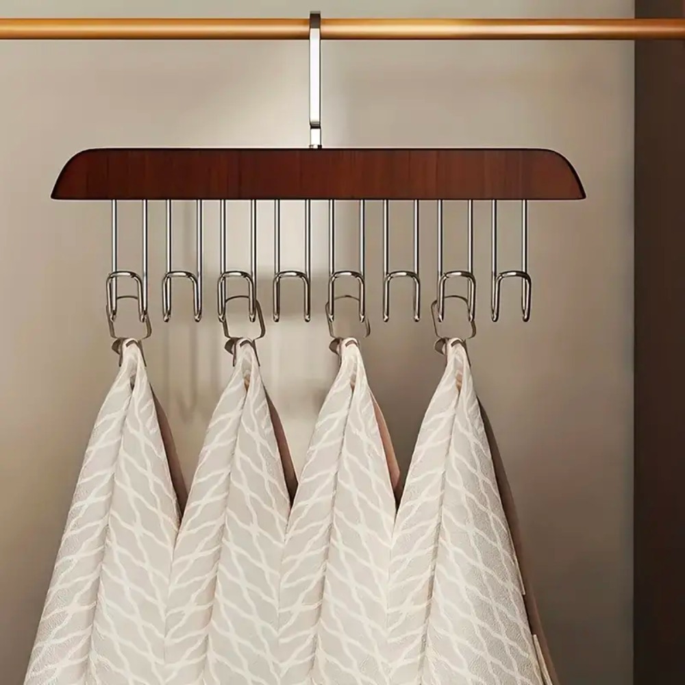8 Hook Multifunctional Wood Hanger