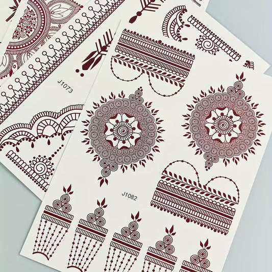 Mehndi Tattoo Stickers Pack of 5 with different design