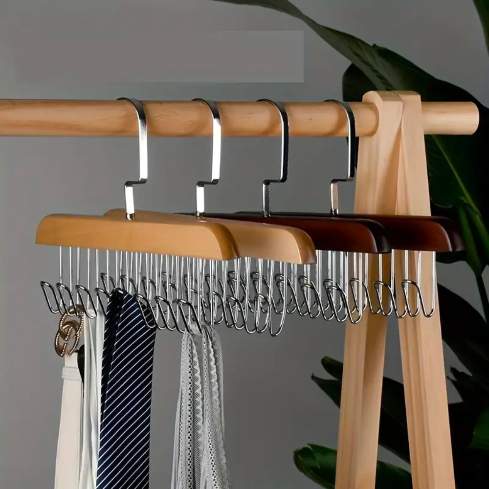 8 Hook Multifunctional Wood Hanger