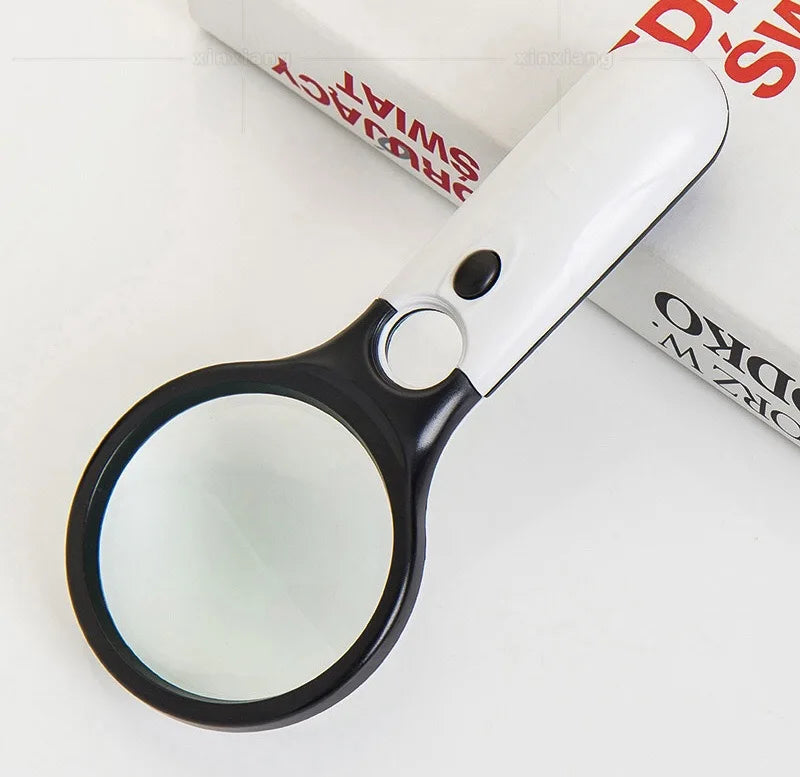 LED Handheld Magnifying Glass Mirror with Light