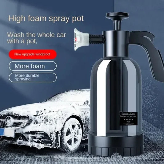 2L Air Pressure Hand Pump Foam Car Wash Sprayer Bottle (Transparent)